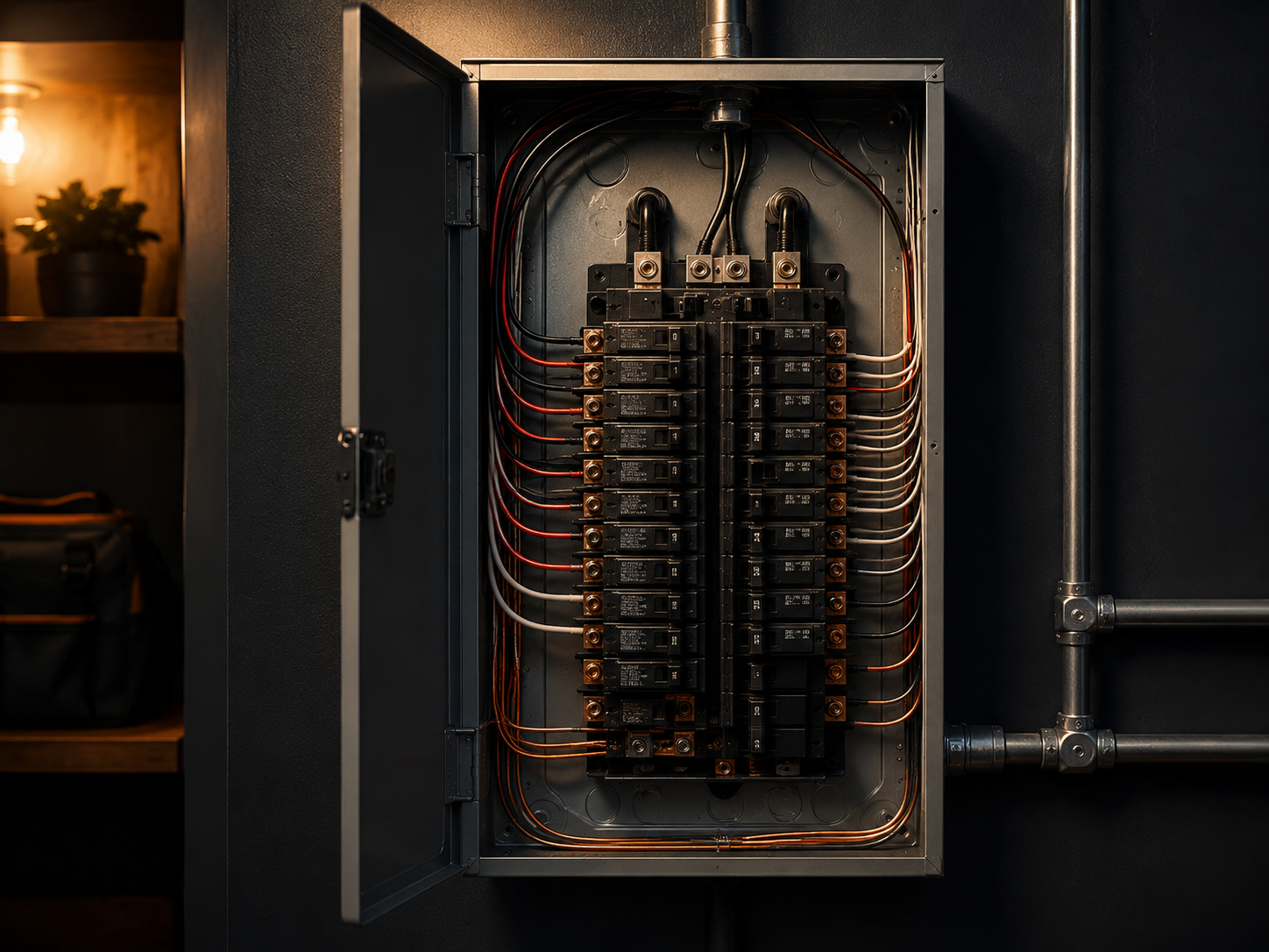 Electrical service panel in a clean utility setting